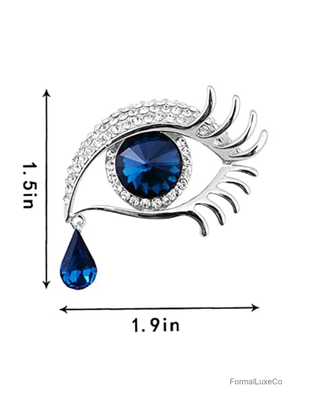 Elegant Rhinestone Sapphire Angel Tears Brooch Pin Women's Gold Plated Corsage